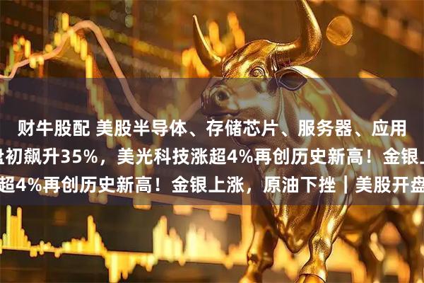财牛股配 美股半导体、存储芯片、服务器、应用软件全线爆发，戴尔盘初飙升35%，美光科技涨超4%再创历史新高！金银上涨，原油下挫｜美股开盘